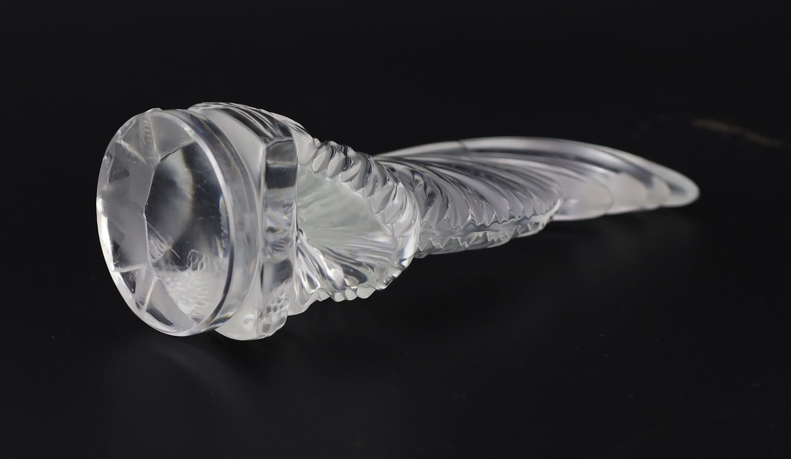 A Lalique Coq Nain glass paperweight, post war, 20.2cm high